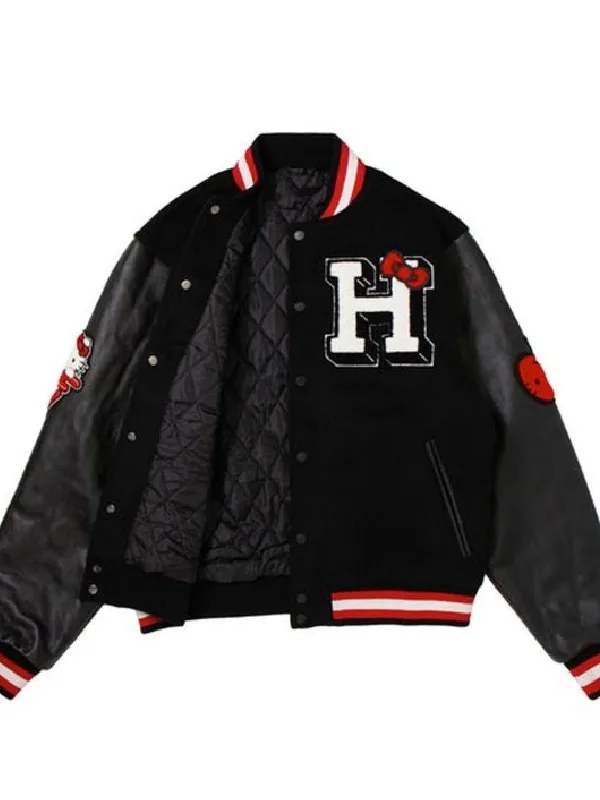 Apples H Hello Kitty Letterman Black Jacket