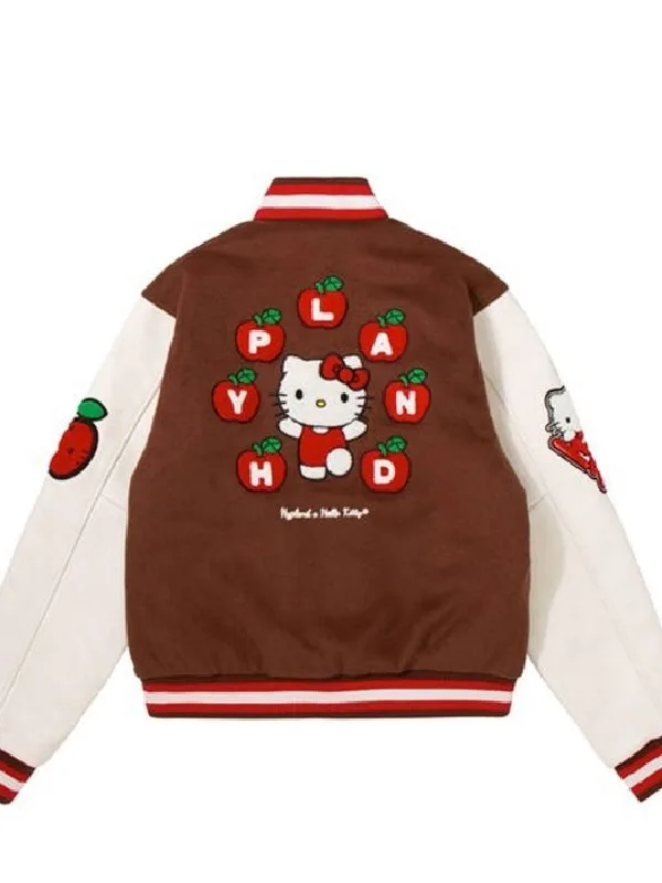 Apples H Hello Kitty Letterman Brown Jacket