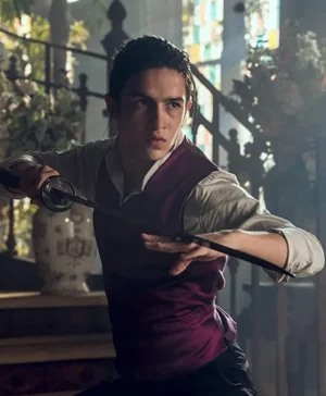 Aramis Knight Into the Badlands Satin Purple Vest side look