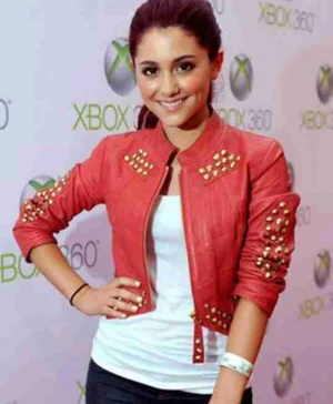 Ariana Grande Singer Cropped Leather Red Jacket