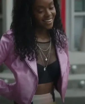 Ashleigh Murray Riverdale S05 Pink Leather Biker Jacket
