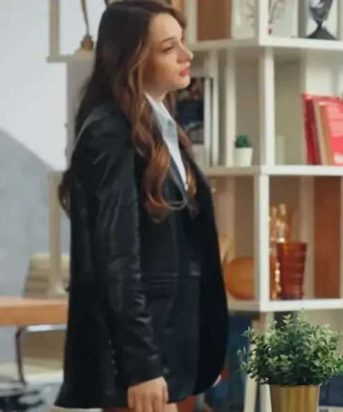 Asli Tuna As the Crow Flies S02 Black Leather Blazer Side