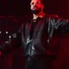 Aubrey-Drake-Graham-Song-Search-And-Rescue-Black-Leather-Bomber-Jacket