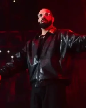 Aubrey-Drake-Graham-Song-Search-And-Rescue-Black-Leather-Bomber-Jacket