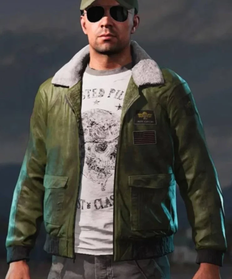 Aviator Far Cry 5 Green Leather Jacket