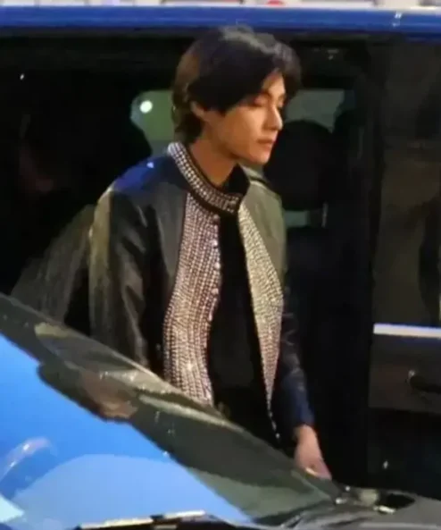 BTS’ V The Streets Of France Studded Leather Jacket