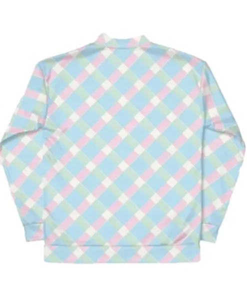 Barbie-2023-Plaid-Zip-Up-Multicolor-Bomber-Jacket