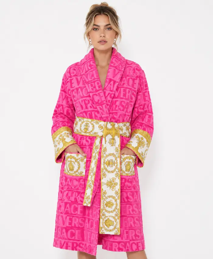 Cozy Pink Versace Pink Versace Robe Womens
