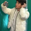 Barry Keoghan White Puffer Jacket Side