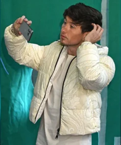 Barry Keoghan White Puffer Jacket Side