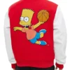 Bart Simpson Letterman Red Varsity Jacket back look