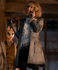 Batwoman Alice Distressed Blue Leather Coat