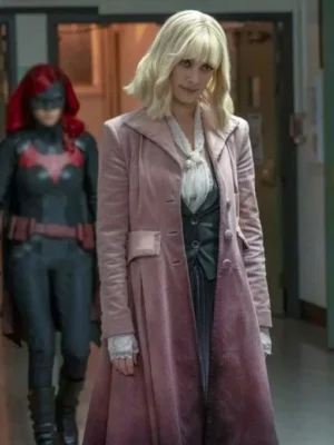 Batwoman Beth Kane Pink Cord Long Coat for women 510x680 1