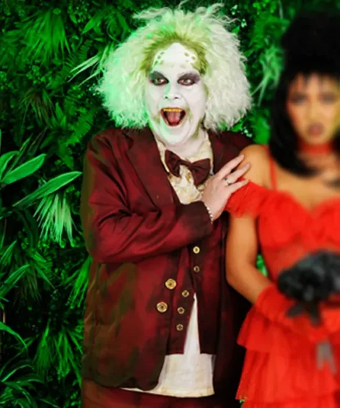 Beetlejuice Wedding Halloween Maroon Suit Half