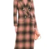 Behind Her Eyes Eve Hewson Pink Double Breasted Plaid Coat
