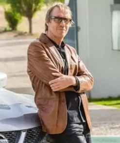 Berlin Station Hector DeJean Brown Leather Blazer For Sale