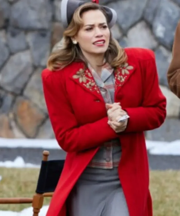 Bethany-Joy-Lenz-A-Biltmore-Christmas-Red-Coat-Lucy-Hardgrove-Trench-Coat