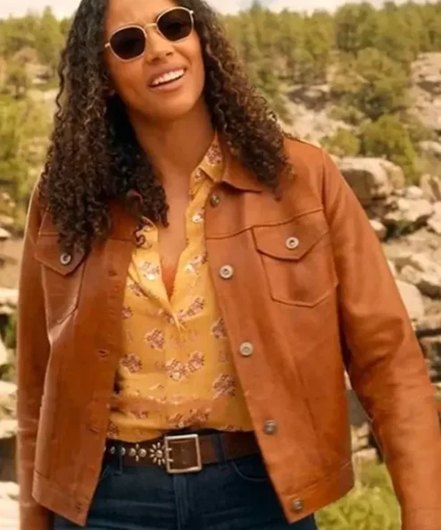 Big Sky Cassie Dewell Brown Leather Bomber Jacket