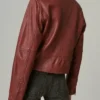 Big Sky Jenny Hoyt Maroon Biker Real Leather Jacket back look