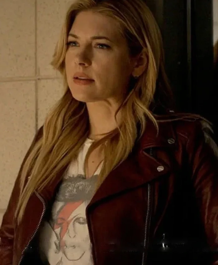 Big Sky Jenny Hoyt Maroon Biker Real Leather Jacket