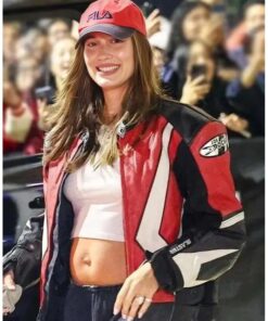 Hailey Bieber Billie Eilish Concert Multicolor Leather Jacket