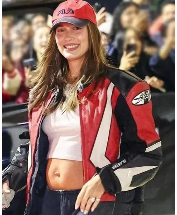 Hailey Bieber Billie Eilish Concert Multicolor Leather Jacket