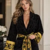 Black Casual Versace Bathrobe front view