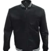 Black Mafia Family BMF Varsity Bomber Leather Jacket