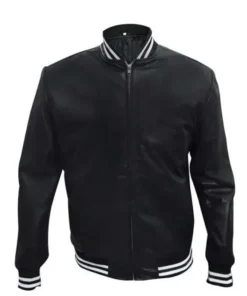 Black Mafia Family BMF Varsity Bomber Leather Jacket