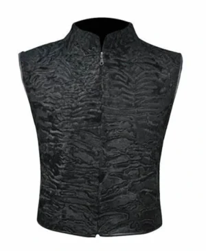 Black Real Persian Lamb Broadtail Fur Vest Waistcoat