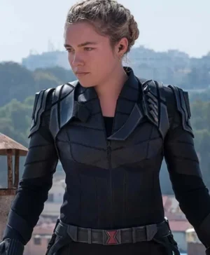Black Widow 2021 Florence Pugh Black Leather Jacket
