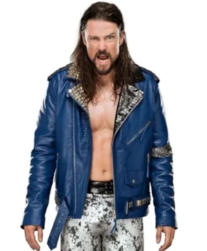Brian Kendrick WWE Wrestler Blue Studded Biker Jacket