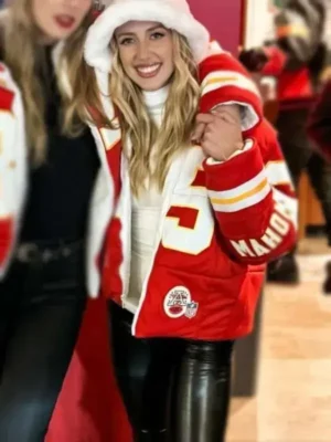 Brittany Mahomes Kristin Juszczyk Red Puffer Jacket (1)