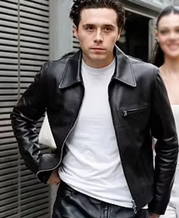 Brooklyn Beckham Paris Fashion Week Leather Jacket
