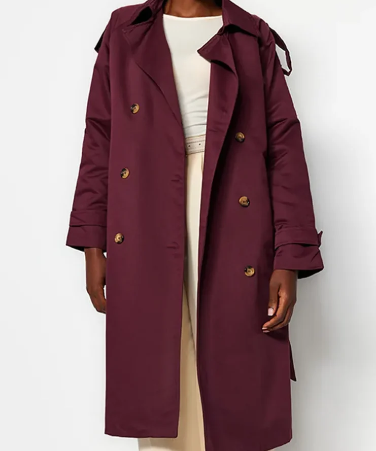 Burgundy Trench Coat Womens