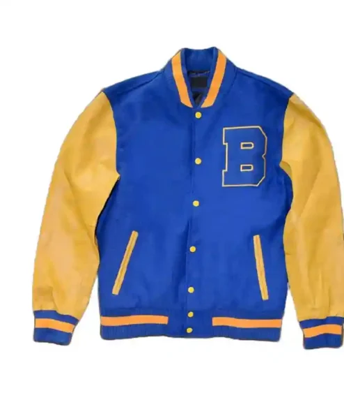 Buy Michael J Fox Teen Wolf Blue and Yellow Letterman Bomber Jacket