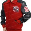 Michael Jackson MM Mickey Mouse Baseball Red Black Varsity Jacket Leather Sleeves