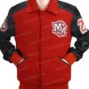 Shop your Michael Jackson Red Varsity Jacket With Leather Sleeves