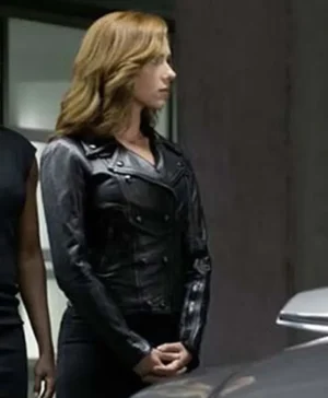 Captain America Scarlett Johansson Black Leather Blazer