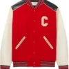 Celine-Red-Varsity-Letterman-Bomber-Jacket