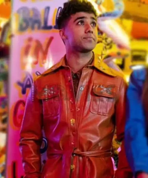 Chaneil Kular Sex Education Brown Leather Jacket