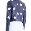 Cheryl Blossom Riverdale Blue Cropped Star Printed Leather Jacket back look