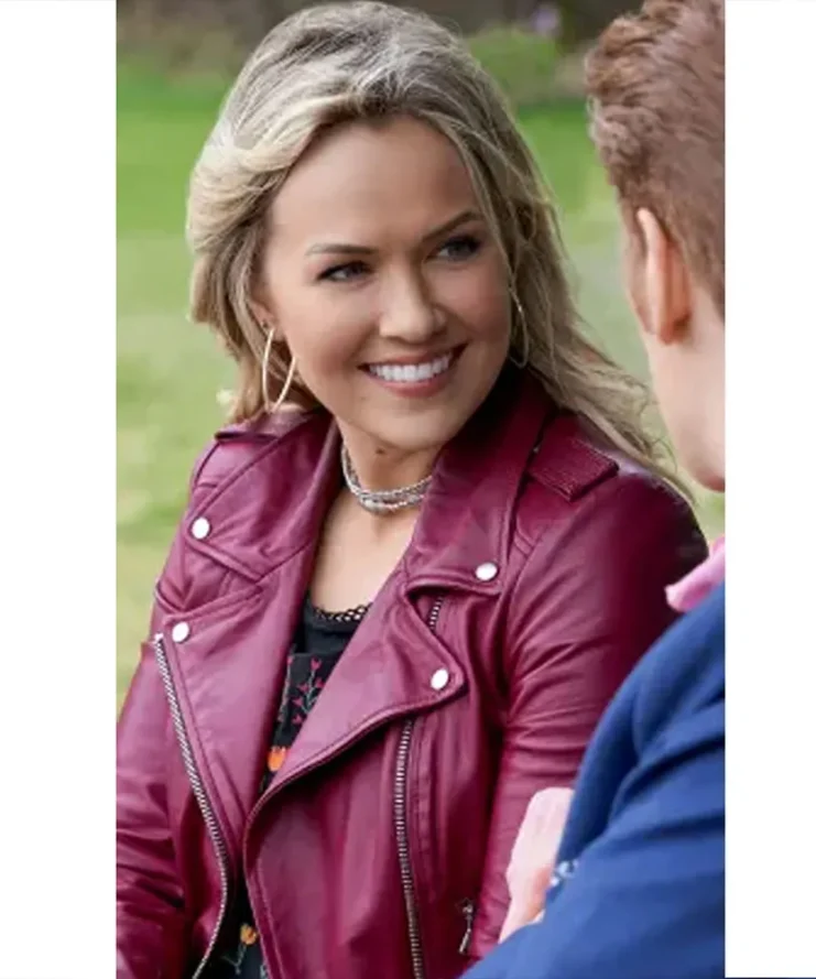 Chesapeake Shores Emilie Ullerup Burgundy Leather Jacket