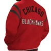 Chicago Blackhawks Throwback Red Letterman Varsity Jacket back look