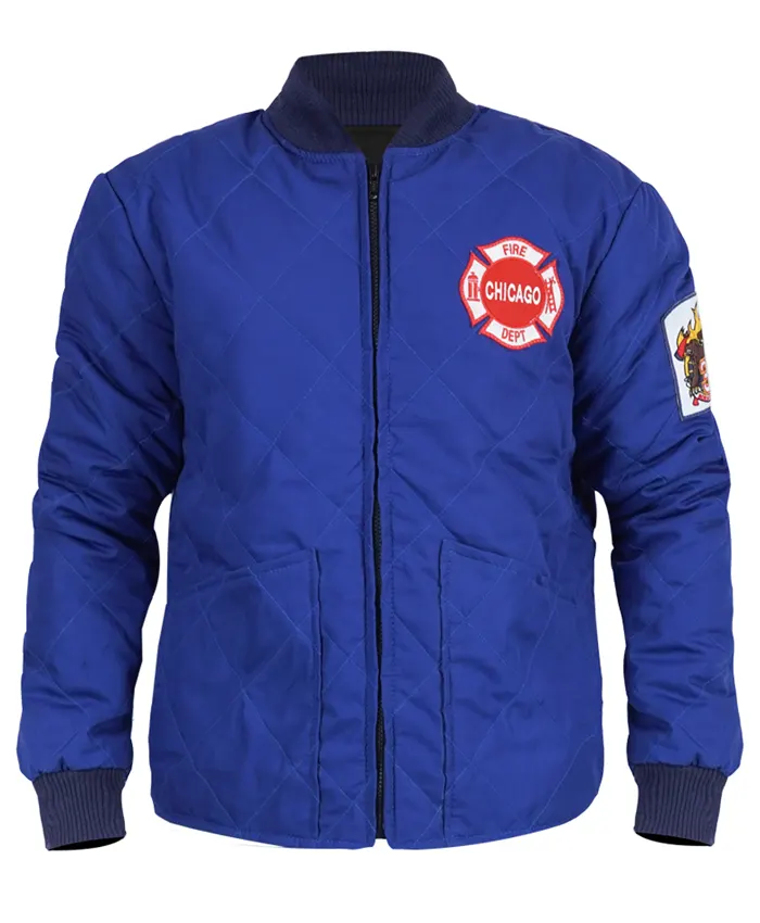Chicago P.D. Taylor Kinney Blue Quilted Cotton Jacket Front