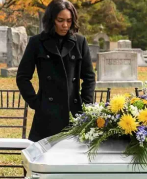 China Anne Black Lightning McClain Wool Coat