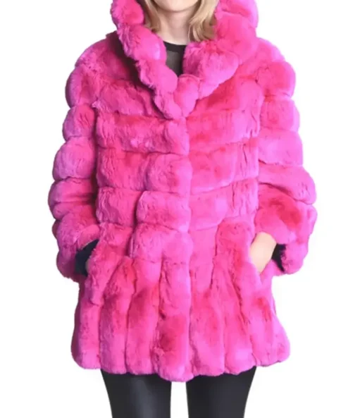 Chinchilla Fur Pink Coat 1