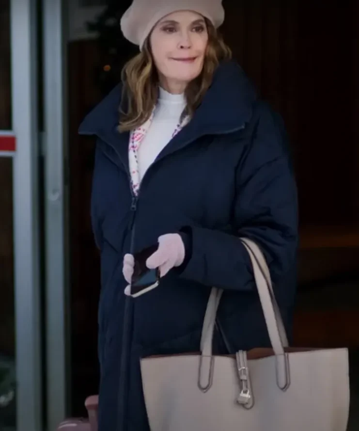 Christmas At The Chalet 2023 Teri Hatcher Blue Puffer Coat