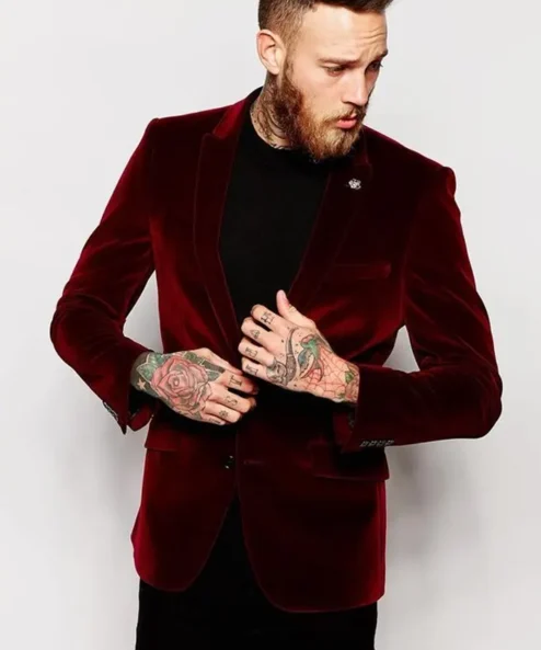 Christmas Mens Maroon Blazer