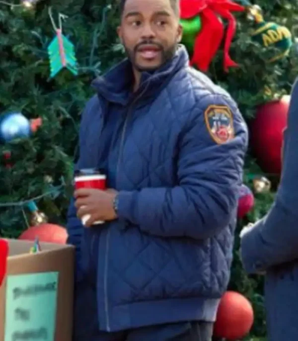 Christmas With A Kiss Jaime M Callica Quilted Blue Jacket